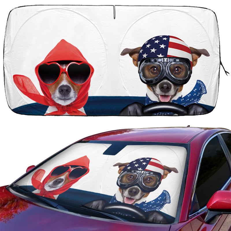 2win2buy Car Sun Shade for Windshield Cute, Car Front Window Shades Funny Windshield Sun Shade Cover Foldable Cartoon Cool Sun Visor Shield for Most Sedans Protect Your Vehicle from UV Heat - Image 1